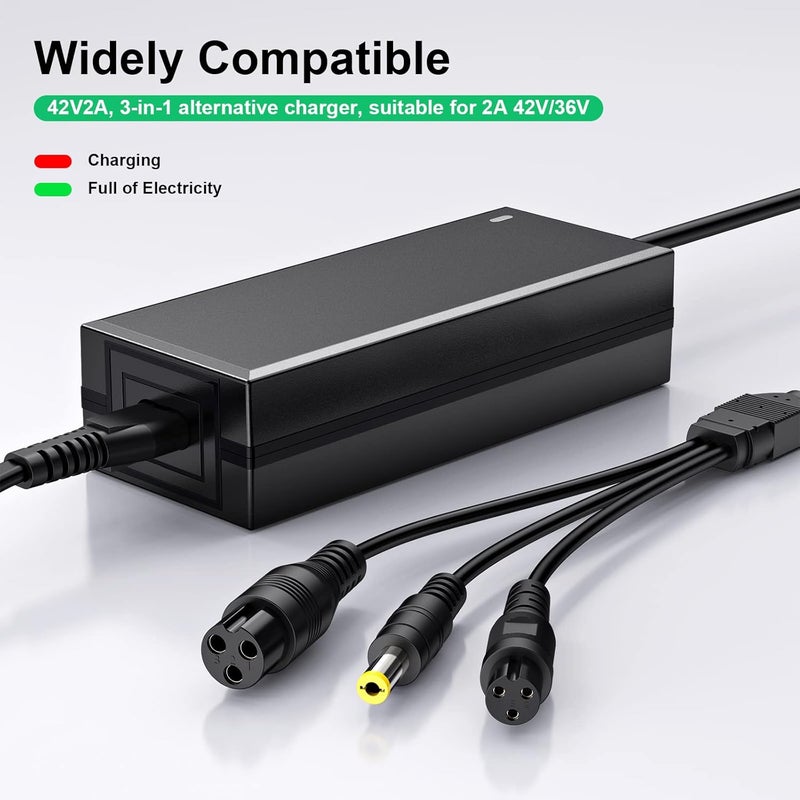 nvmw 3 in 1 Replacement Charger for 2A 42v/36v 3 Claw (8mm/12mm) Female Port (5.5mm*2.5mm Universal 2.1mm) for, Jetson, Swagtron, Gotrax,Swagway,Razor - Image 5